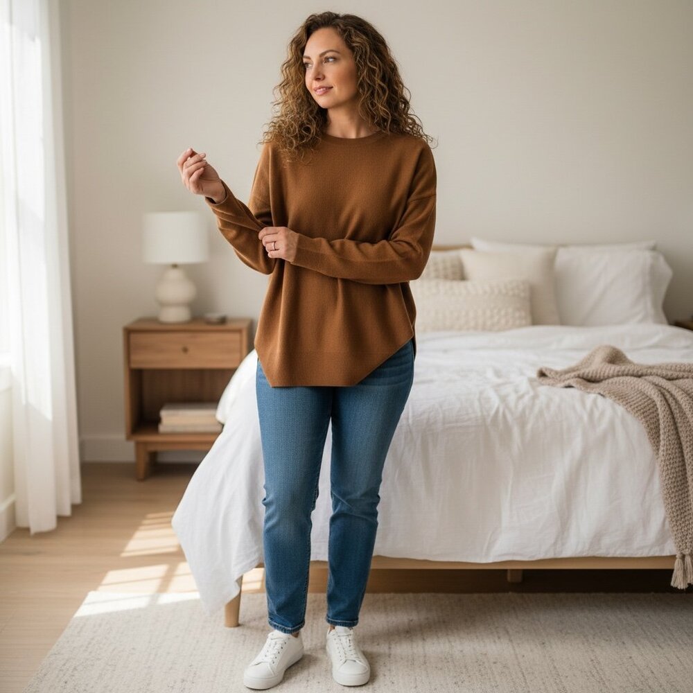 NWT Eileen Fisher Brown Luxe Merino Sweater (XS) – Cozy-Chic Perfection